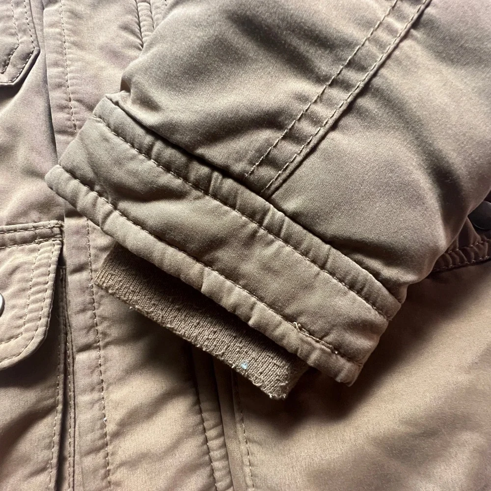 Carters Boys Heavyweight Parka Jacket Tan Brown Faux Fur Hood Size M 5-6